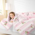 thumbnail image 4 of Manfei Ensemble de Douillette Grand à Nœud de Princesse pour Enfants Filles, Ensembles de Literie à Fleurs Roses, Ensemble de Douillette à Rayures Kawaii, Décor Maison Ultra Doux Réversible 3 Pcs, 4 of 6