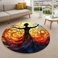 thumbnail image 5 of Moon Phase Mandala Round Area Rug, celestial circle carpet for living room or studio, soft washable non-slip floor mat, mystical witchy astrology décor accent for night lovers, 5 of 6