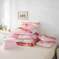 thumbnail image 6 of Feelyou Fashion Abstract Stripe Twin Bedding Sets 7-Piece for Adult, Chic Marble Ombre Bedding Comforter Set, Watercolor Art Pink Reversible Sheet Sets, Super Cozy Room Decor, 6 of 8