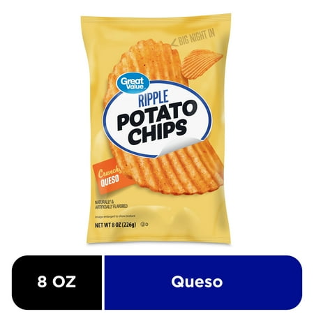 Great Value Queso Rippled Potato Chips, 8 oz