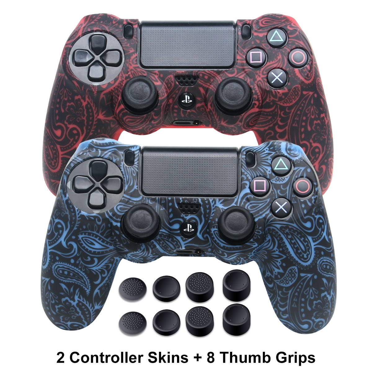 Silicone Cover for PS4 Controller - DualShock 4 Skin Water Printed Protector Case Set for Sony PS4, Slim, PS4 Pro - 2 Pack Leaf PS4 Controller Skins - Pairs PS4