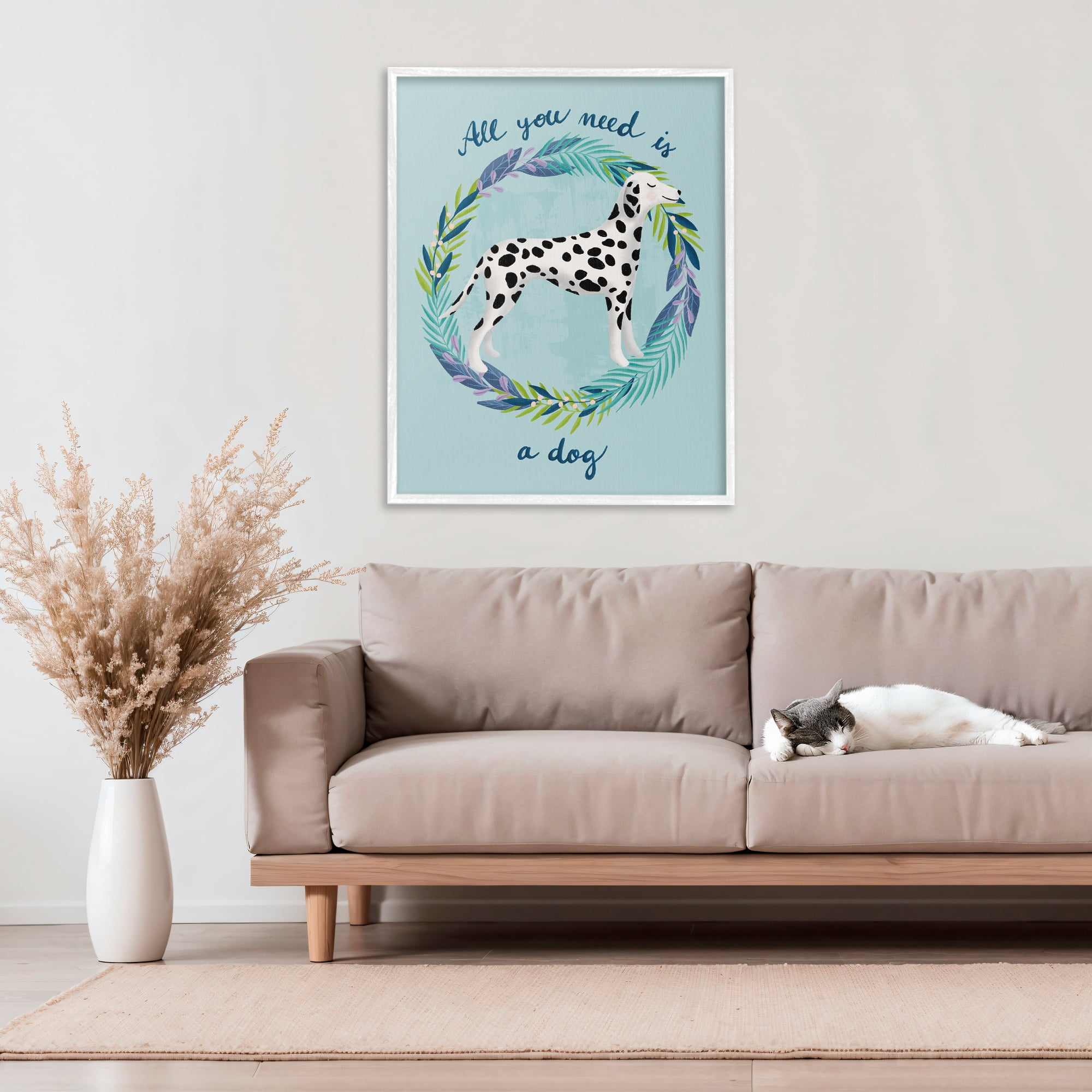 Stupell Industries All You Need Is A Dog White Framed Giclee Art, design by Metka Hiti