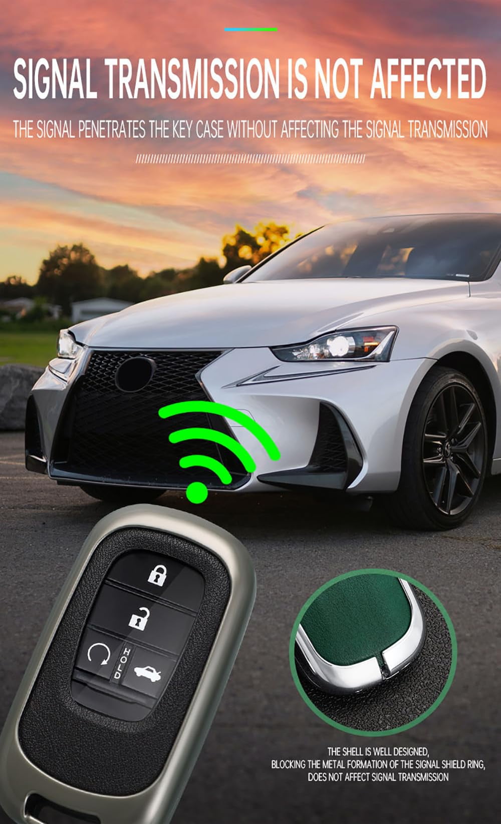 Universal 4-Button Smart Key Fob Protector Case Compatible with Select Honda Models Including Civic Accord CR-V HR-V and Pilot 2022-2024