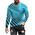 thumbnail image 2 of DeHolifer T-shirts for Men Casual Strip Printed Long Sleeve Crewneck T-shirts Loose Fashion Blouse Tops Blue M, 2 of 5