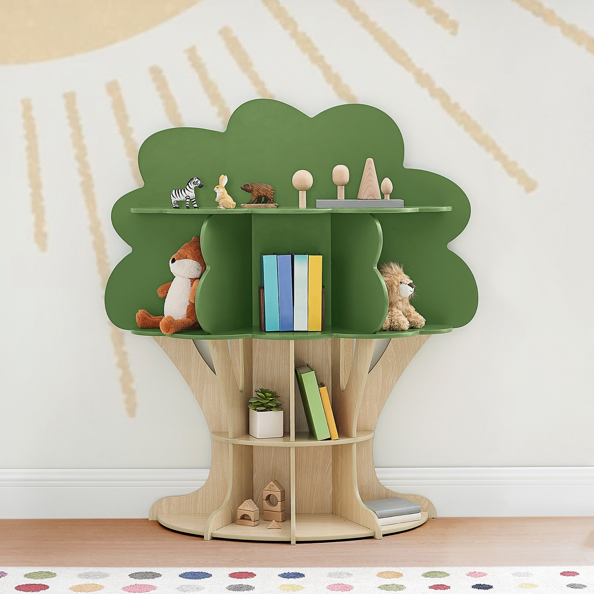 Delta Children Tree Bookcase - Greenguard Gold Certified, Fern Green/Crafted Natural
