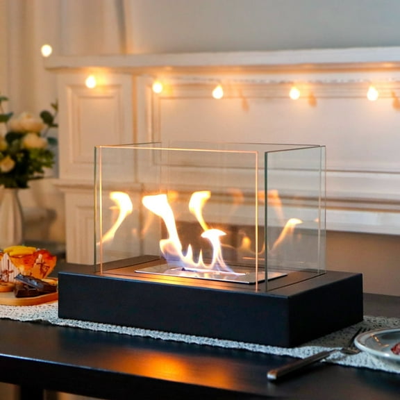 "JHY DESIGN Portable Smokeless Ethanol Glass Table Top Fire Bowl Pot 13.5""L"