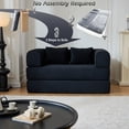 thumbnail image 2 of CQSXDA Foldable 59 Inch Corduroy Sofa Bed With Cylindrical Pillow And Fixed Frame For Living Room Or Bedroom Use, Black, 2 of 15