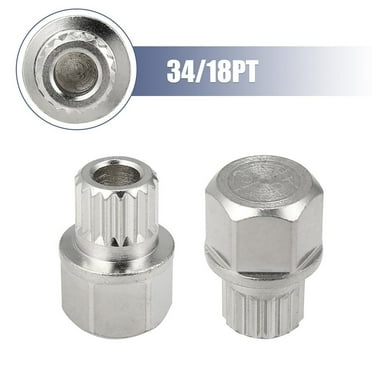 Removal Tool Wheel Lock Lug Nut Lug Nut Screw Removal Key Silver Tone Steel Wheel Lock 34/18PT Car Accessories
