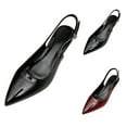 thumbnail image 2 of XIMIN Women's Pumps Slingback Heels Pointed Toe Sling Back Kitten Heels Fashion Low Heel Metallic Slingback Pumps Bride Dresses Wedding Shoes Casual (7, Black), 2 of 7