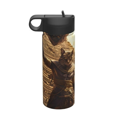 

Gaeub Egyptian Cat Pharaoh Magic Printed 18oz Sports Insulated Kettle With Straw Sports Insulated Bottle Water Bottle For Running Hiking Cycling Climbing Mens Womans Insulated Water Bottle