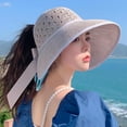 thumbnail image 4 of Aoochasliy Hats and Gloves Clearance Summer Women Fold Trendy Bow-Knot Grass Weave Sunshade Hat Hat Outdoor Hat, 4 of 6