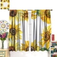 thumbnail image 2 of Sunflower Curtains Rustic Farmhouse Yellow Flowers Watercolor Vintage Nature Botanical Girls Women Kitchen Bedroom Living Room Blackout Rod Pocket Decoration Window Drapes 2 Panels W21xL63in, 2 of 6