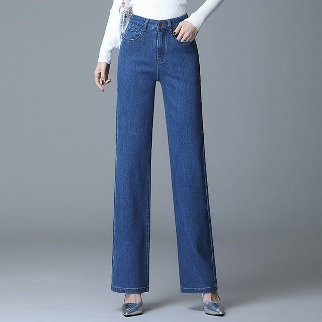 Mefallenssiah Jeans et Pantalons Décontractés à Jambe Droite pour Femmes, Taille 28