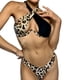 thumbnail image 4 of Traje de baño de mujer con estampado de leopardo, sexy, espalda abierta, traje de baño dividido, lazo en el cuello, bikini ajustado, 4 of 7