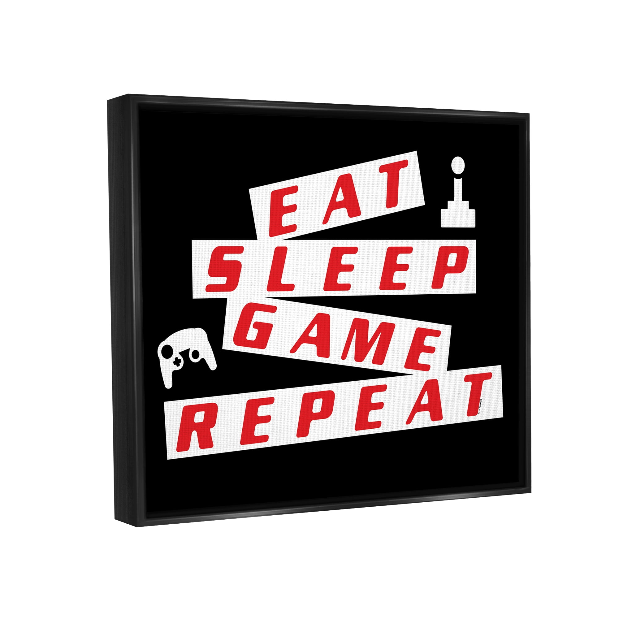Stupell Eat Sleep Game Repeat Black Red Beauty & Fashion Painting Black Floater Framed Art Print Wall Art