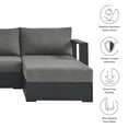 thumbnail image 4 of Modular Lounge Sectional Sofa Set, Grey Gray, Aluminum Metal, Outdoor Patio Balcony Cafe Bistro Garden Hospitality Restaurant, Modern Contemporary HB36630, 4 of 7