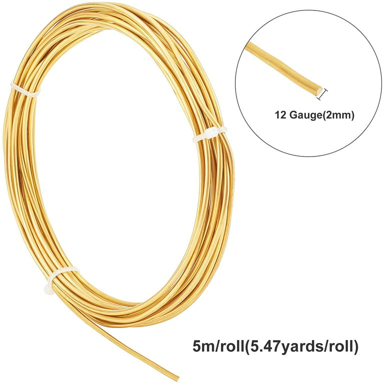 12 Gauge 16.4 Feet Round Pure Copper Wire Gold Brass Wire for Beading Craft  and Jewelry Making 