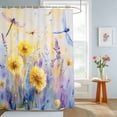 thumbnail image 4 of Shower Curtain Yellow Purple Flower Shower Curtains for Bathroom Decor, Waterproof Polyester Shower Curtain Set with Hooks, Small Stall Size 36" x 72" Watercolor Dragonfly, 4 of 9
