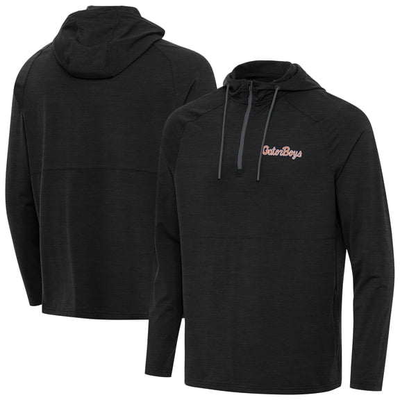 Men's Antigua  Heather Black Florida Gators GatorBoys Spikes Quarter-Zip Pullover Hoodie