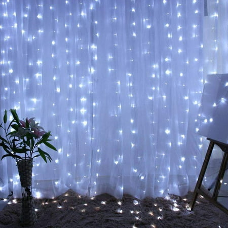 Decorative Led Lights For Home EEEKit 9.8x9.8 Ft Window Curtain String Lights,300 LED USB Powered String Lights,8 Lighting Remote Control Timer,Waterproof Decorative Lights for Wedding, Homes, Party, Bedroom Cool White ()