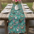 thumbnail image 5 of Pink Flowers Cotton Linen Table Runner for Dining Kitchen, Black Brown White Horse Country Retro Teal Wedding Outdoor Party Tablerunners, Dresser Scarf Coffee Tablecloth Runners 13x36 Inches, 5 of 8