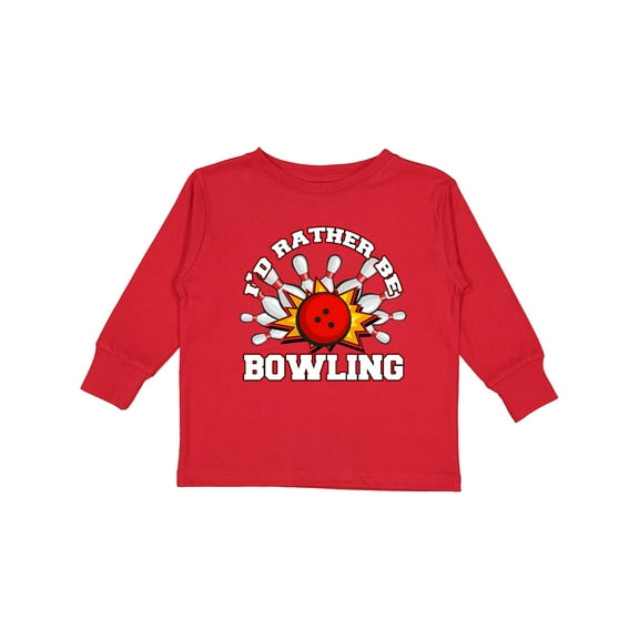 Inktastic I'd Rather Be Bowling Boys or Girls Long Sleeve Toddler T-Shirt