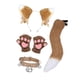 thumbnail image 5 of Conjunto de guantes y collar con orejas y cola de zorro para fiestas temáticas de animales, cumpleaños y carnaval. Marrón, 5 of 9