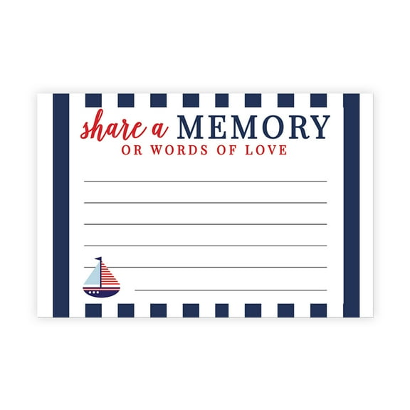 Koyal Wholesale Share a Memory Cards, Nautical Sailboat Cards for Wedding, Baby Life Memories, 4" x 6", 52-Pk