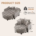 thumbnail image 5 of HUTWIFE 42 Inch Brown Chenille Cloud Plush Curved Chaise Lounge Chair with Matching Ottoman and Solid Wood Frame for Living Room Bedroom Apartment, 5 of 9