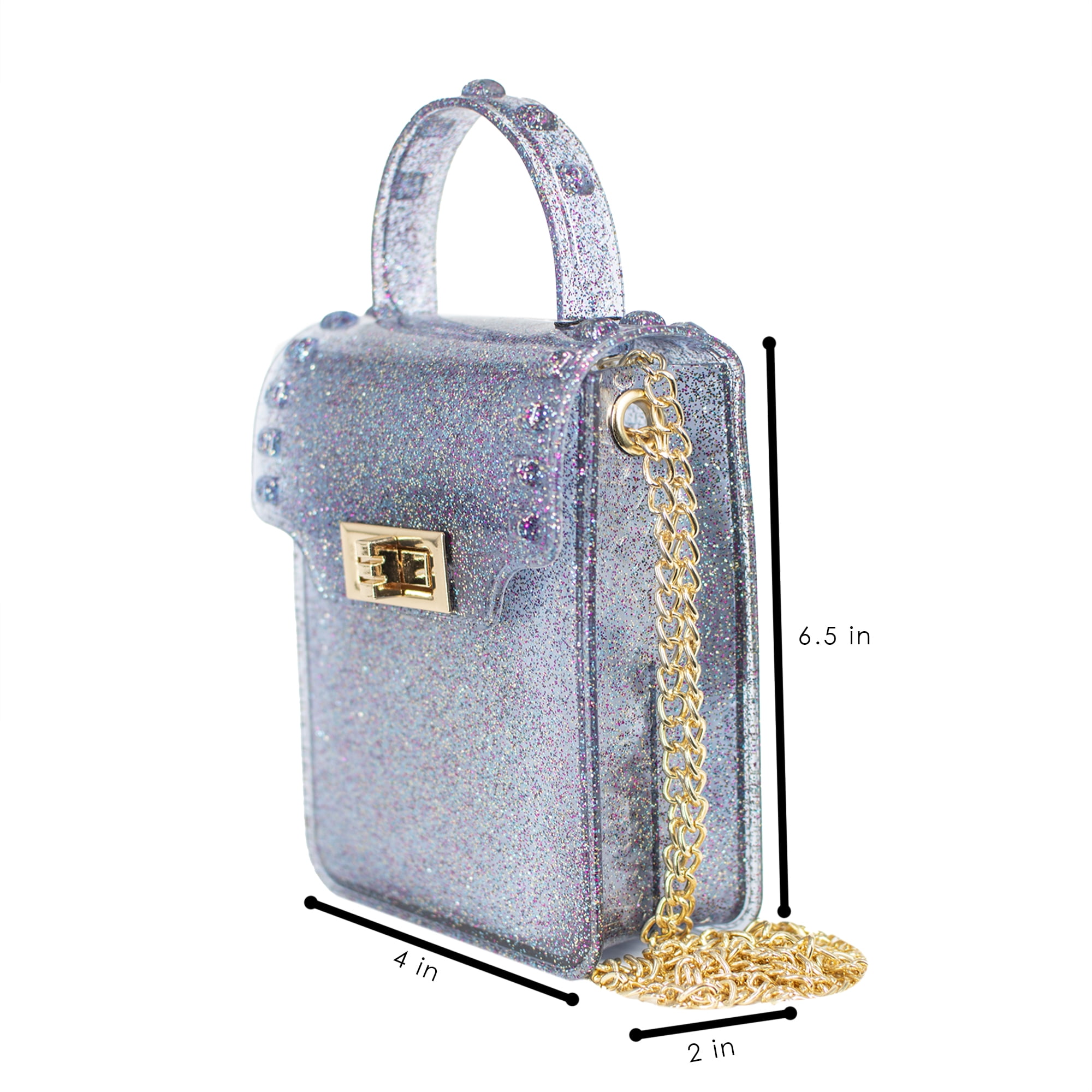 Olivia and Kate Women’s Small Blue Glitter Jelly Purse Crossbody Everyday Shoulder Bag