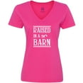 thumbnail image 3 of Inktastic RAISED in a BARN in White Women's V-Neck T-Shirt, 3 of 5