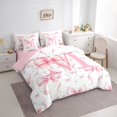 thumbnail image 2 of spefrowx Cute Bow Monogrammed Twin Bedding for Kids, Pink Letter M Print Bedding Comforter Set, Pink Reversible, 7-Piece, 2 of 6