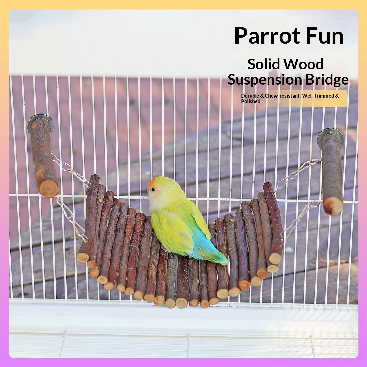 Chinchilla Wooden Suspension Bridge Platform Toy, Small Animal Climbing Toys for Chinchilla Hamsters Sugar Glider Squirrel Gerbils Rat and Other Small Animals