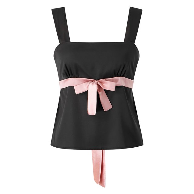 Camisola de verano sin mangas con adornos de encaje en la parte delantera Camisola de verano sin mangas con adornos de encaje en la parte delantera