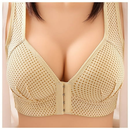 

Bra Women s Plus Size Push Up Bra Soft Cup Gathered Adjustment Bra Cute Thin Summer Underwire Front Buckle Sag Bra Breathing Wireless Bra NylonNylon no underwire sports bra Khaki