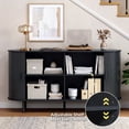 thumbnail image 3 of ROGALIS 55" Sliding Tambour Door Buffet Cabinet, Sideboard with Adjustable Shelves for Kitchen Living Room Hallway Entryway, Black, 3 of 6