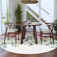 thumbnail image 4 of 7ft Round Rug, Eucalyptus Flower Non-Skid Rubber Backing Large Area Rugs - Living Room Bedroom Home Office, Sage Green Botanical Boho Leaf Pink Indoor Floor Mat Carpets Washable Rug, 4 of 9