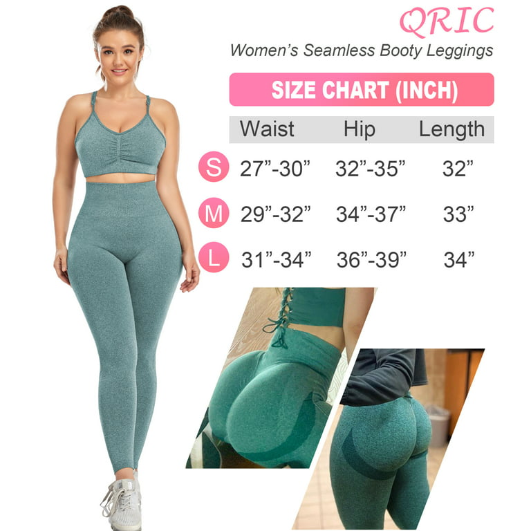 QRIC Women's High Waist Workout Vital Seamless Leggings Butt Lift Yoga Pants  Stretchy Fitness Gym Tights Dark Green, L 