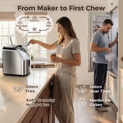 Goosiay 33lb Nugget Ice Maker Portable Countertop, Pebble Crushed Soft Chewable Ice Maker Machine, Stainless Steel