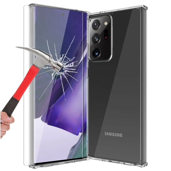 Dteck Case For Samsung Galaxy Note20 (6.7 inches) 2020 Released ,Shockproof Transparent TPU Clear Rubber Protective Case with Built-in UV Liquid Tempered Glass Screen Protector,Clear