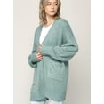 thumbnail image 2 of Made by Johnny Women's Kimono Long Sleeve Batwing Open Front Chunky Knit Cardigan Loose Sweater with Pockets M JADE, 2 of 6