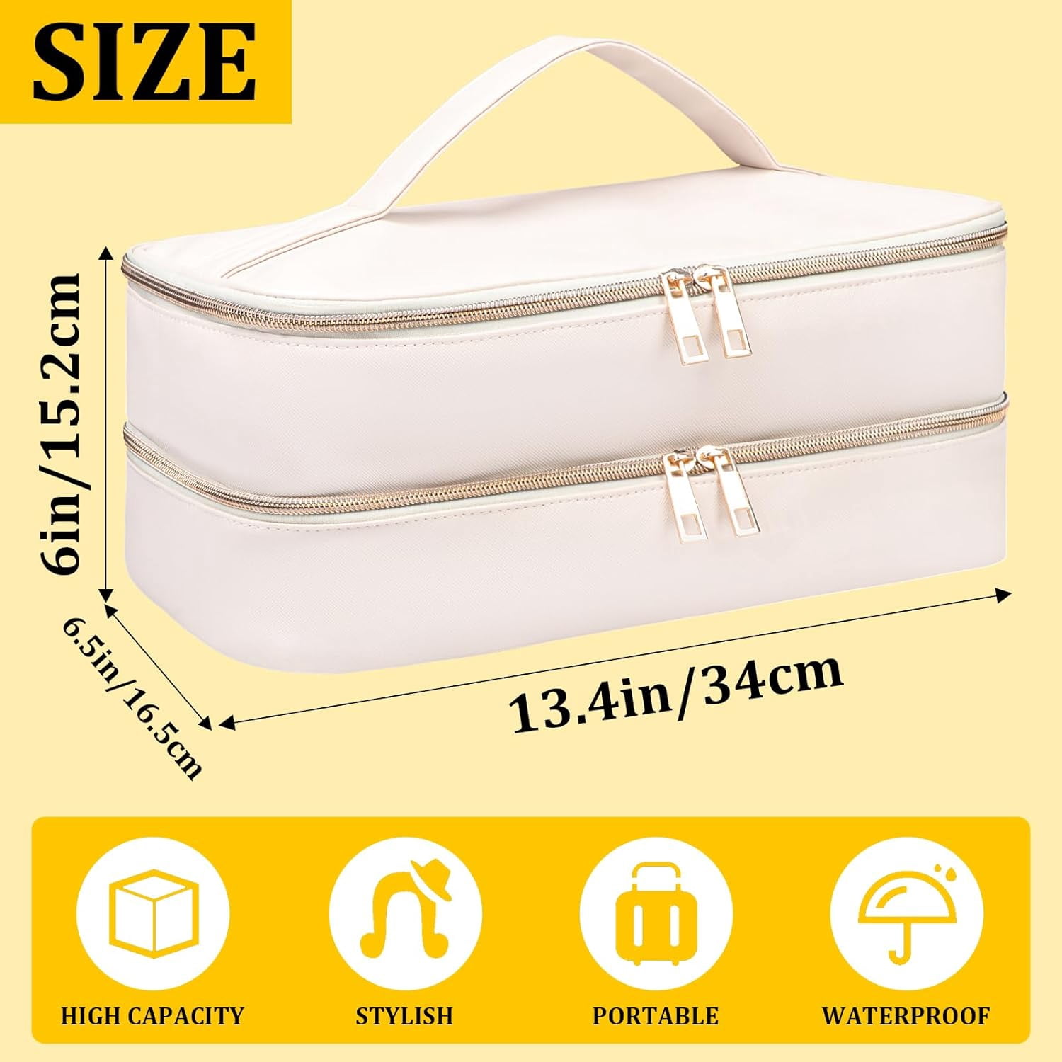 Aorsher Compatible with Shark Flex Style Hair Dryer Travel Case, Waterproof PU Leather Storage Bag for Travel Salon, Beige