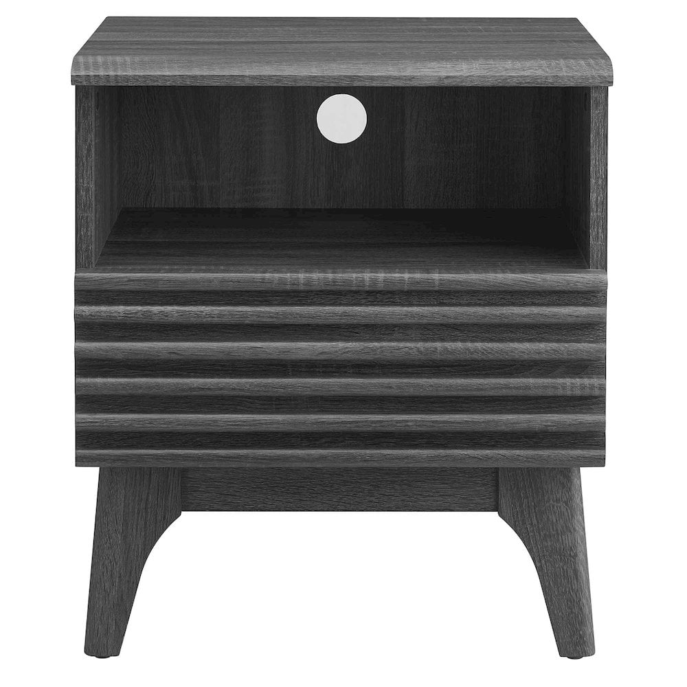 Modway Render Modern Particleboard Wood Nightstand - Charcoal Finish