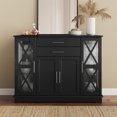 thumbnail image 2 of BELLEZE Ryland 47" Wood Storage Sideboard Buffet Cabinet Console Table, Black, 2 of 7
