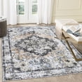 thumbnail image 3 of ZACOO Area Rug 5x7 Vintage Low Pile Non-Slip Rug Machine Washable Area Rug Indoor Foldable Accent Rug, Grey/Orange, 3 of 8