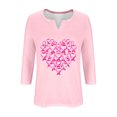 thumbnail image 4 of Homenesgenics Breast Cancer Awareness Shirts Plus Size for Women and Men Fashion Women's Casual Loose Blouses Printed T-Shirt 3/4 Sleeved-Neck Tops Pink L, 4 of 4