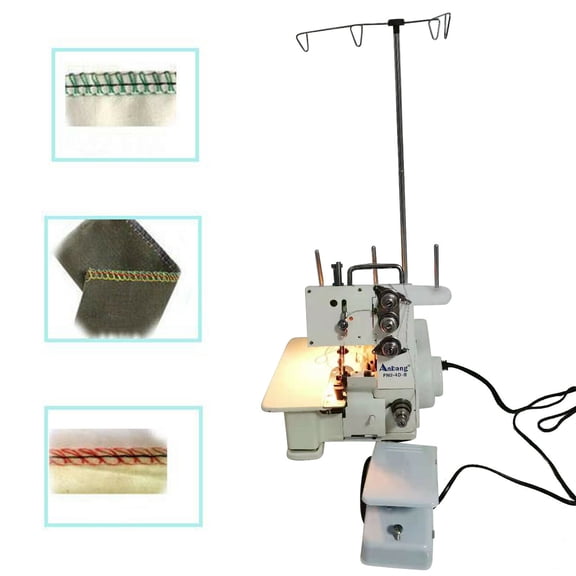 Electric Sewing Machine, Industrial 4-Thread Overlock Sewing Machine ,with Foot Controller,1200 Stitches/Min for Sewing Undershirts, Cotton Sweaters