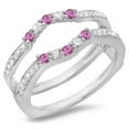 thumbnail image 1 of 0.50 Carat (ctw) 18K White Gold Round Cut Pink Sapphire & White Diamond Ladies Anniversary Wedding Band 5 Stone Enhancer, 1 of 1