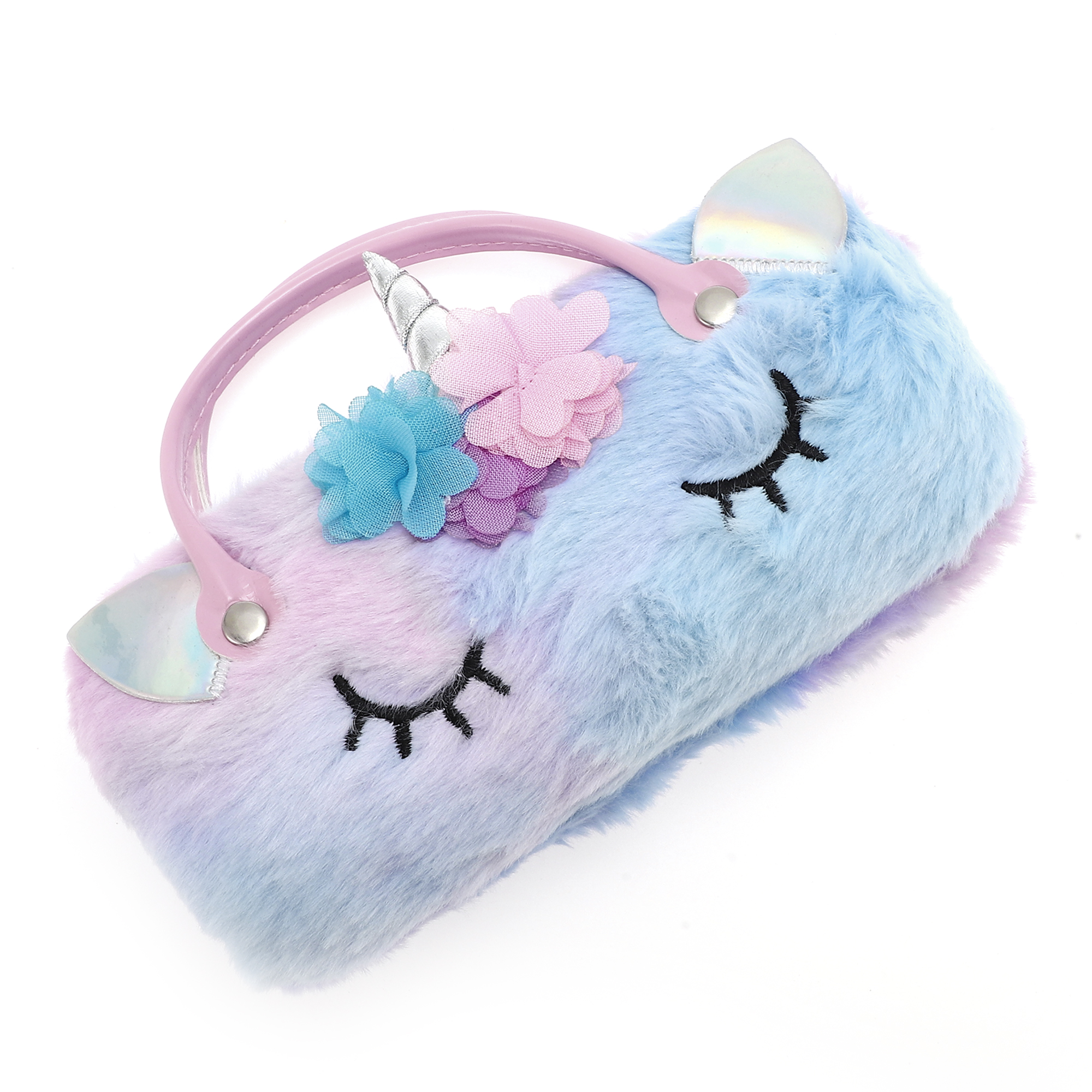Unique Bargains Stylish Flower Cartoon Eyeglasses Case in Violet Color for Daily Use