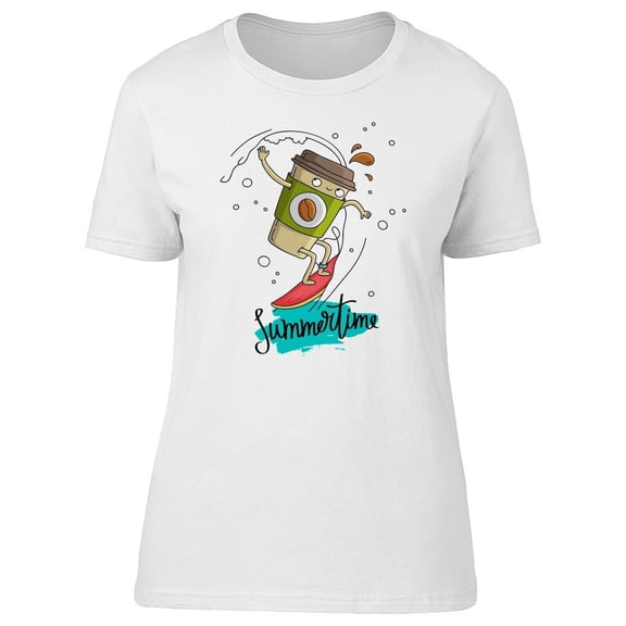 Summertime Cool Coffee Surfing T-Shirt Women -Image by Shutterstock, Female Small